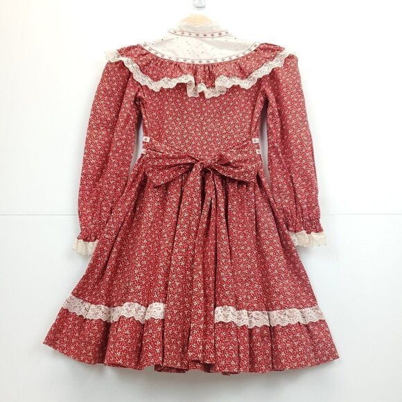 Girls Christmas Dress Handmade Mistletoe Holiday Vintage Cottagecore Size 4-5 - Picture 5 of 13